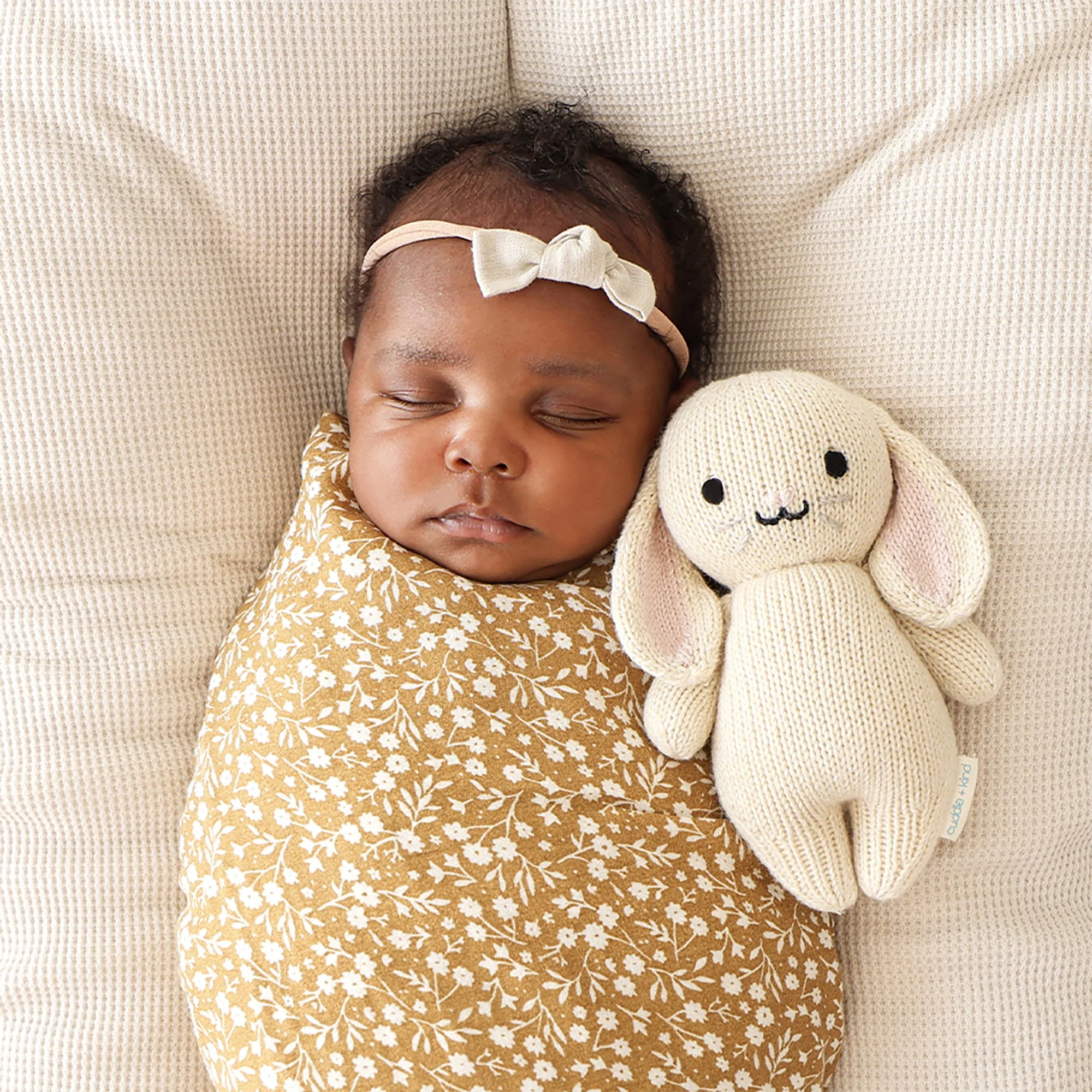 Cuddle + Kind Baby Bunny (Oatmeal) Hand-Knit Doll - Image 5