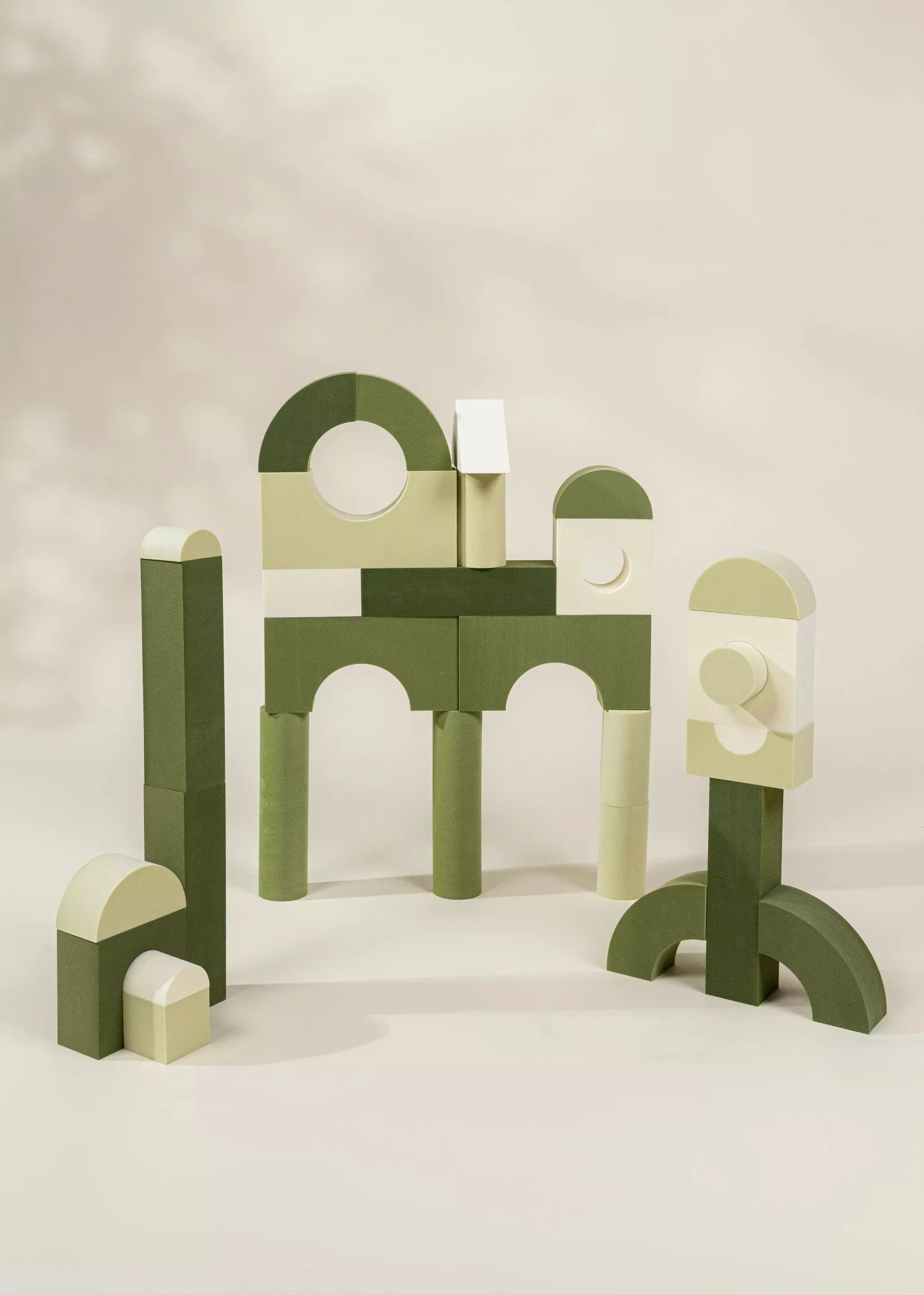 EVA Foam Building Blocks Set - Medium (52pcs) Green Combo - Image 2