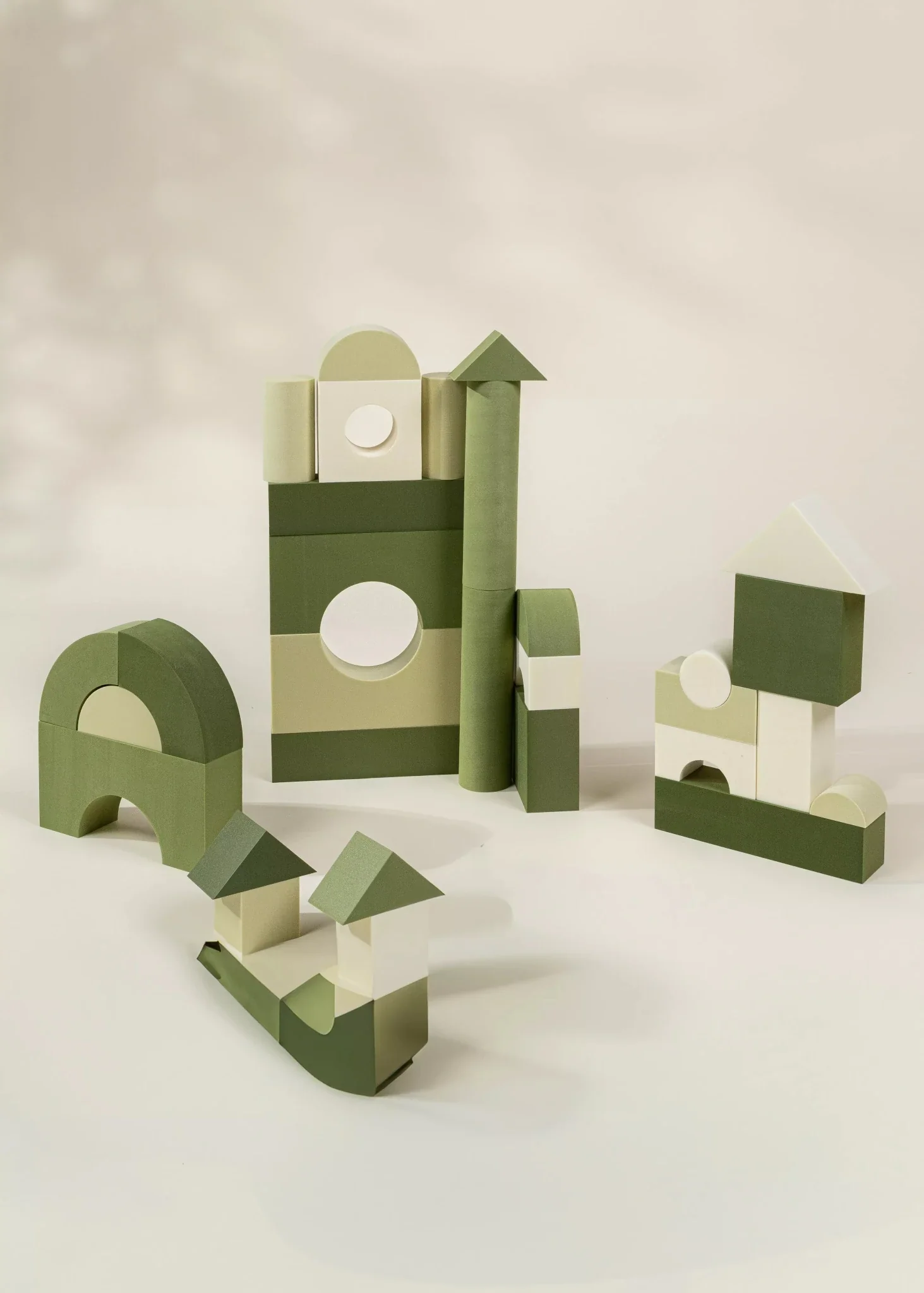 EVA Foam Building Blocks Set - Medium (52pcs) Green Combo - Image 3