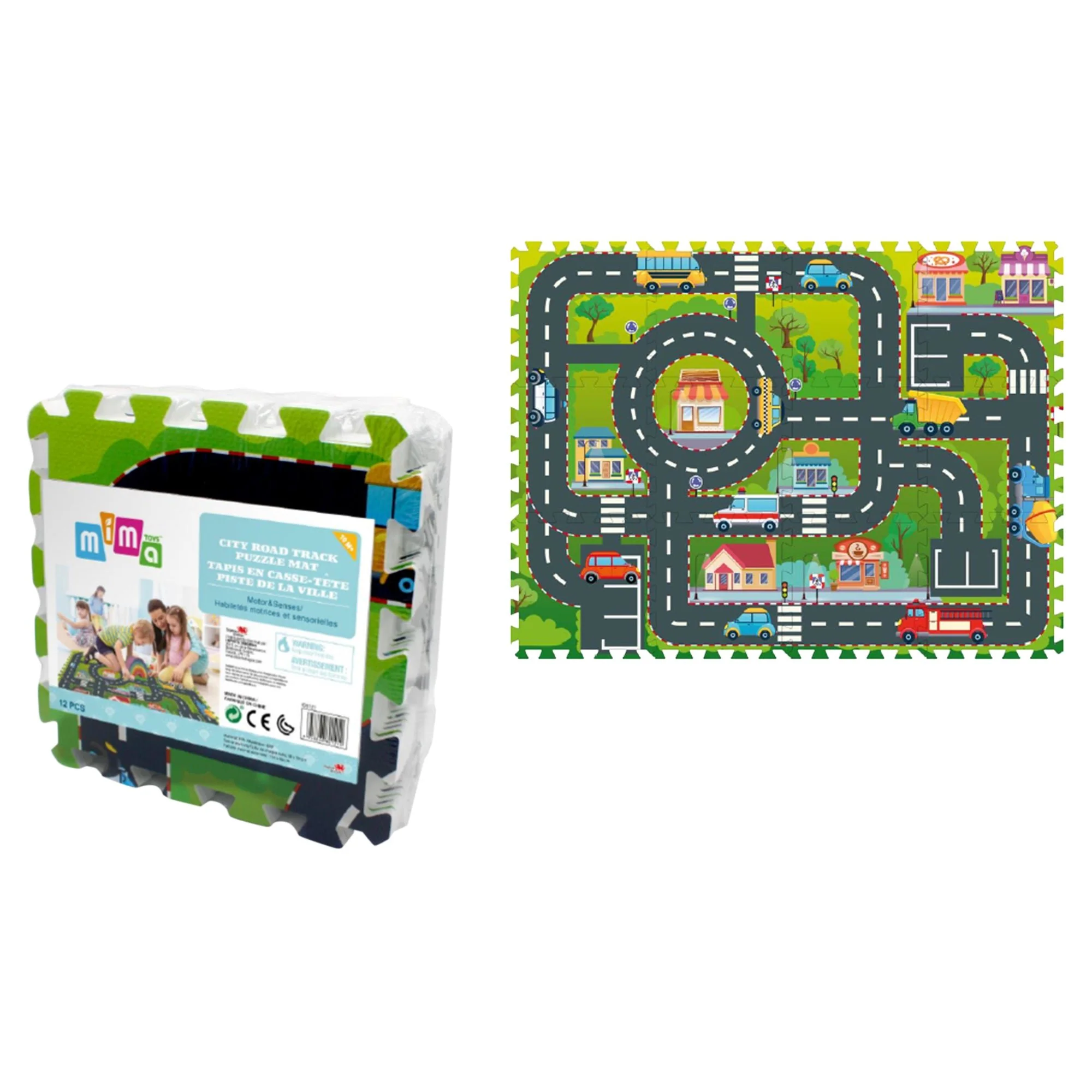 Mima - City Road Truck Puzzle Foam Mat 12-Piece