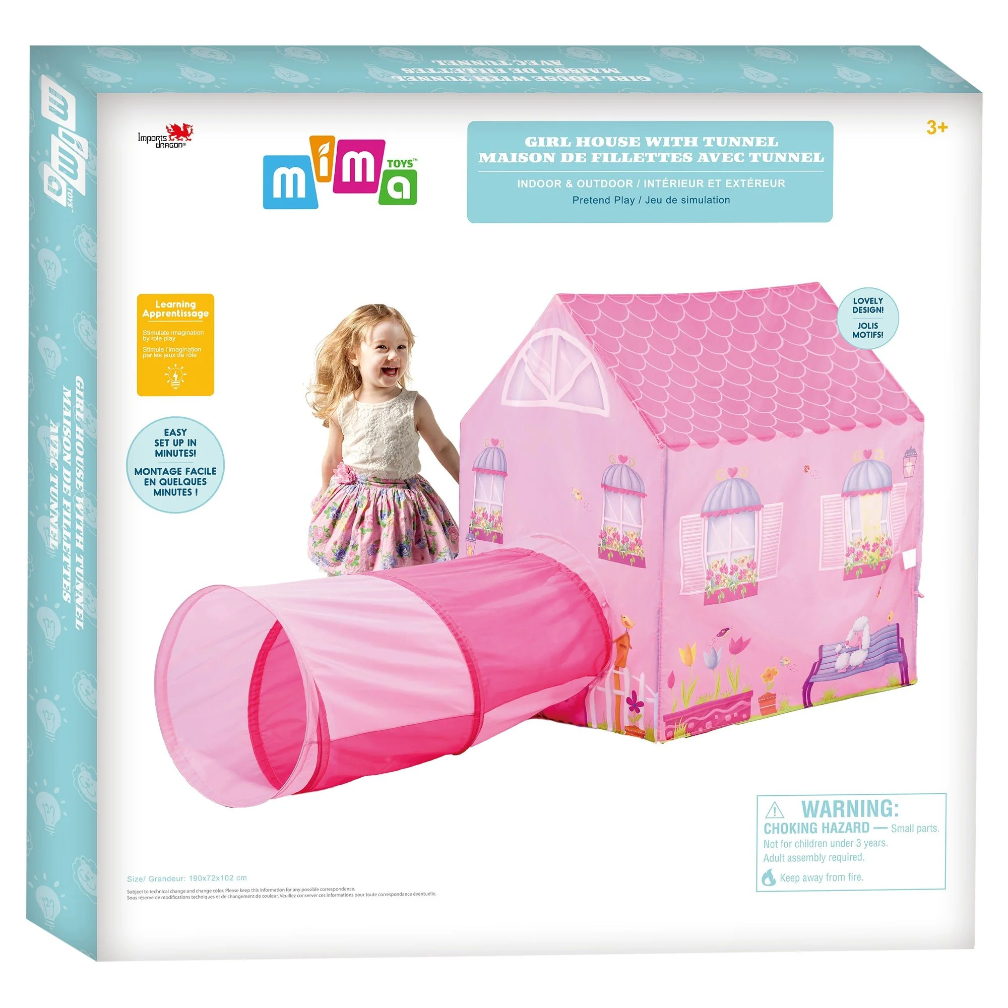 MIMA-Indoor Tent Pink House with Tunnel - Image 2