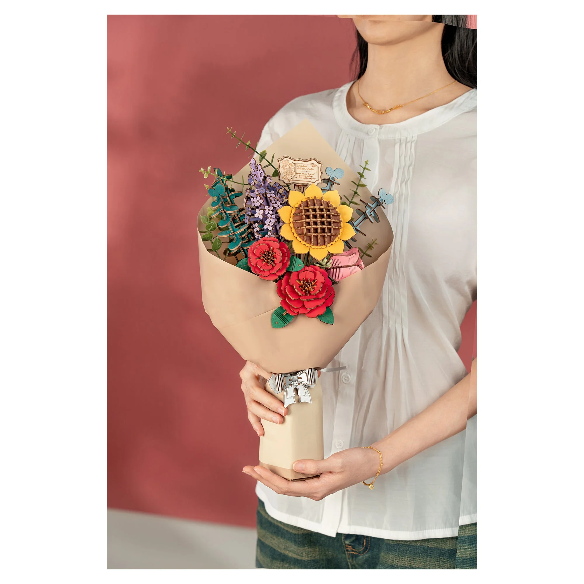 Rowood Wooden Flower Bouquet Model Kit - Image 5