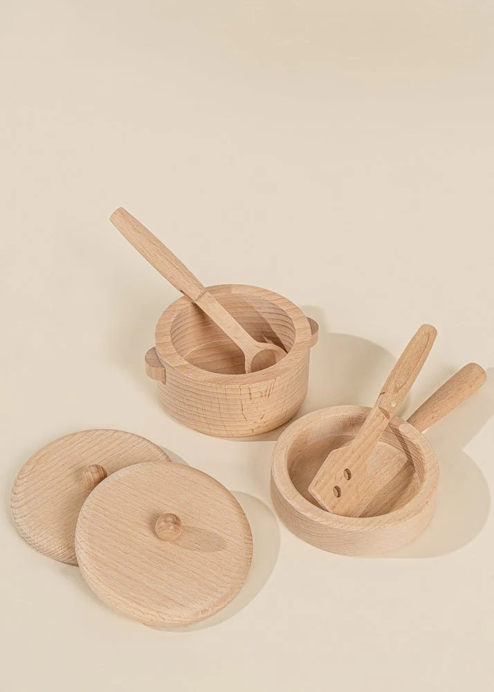 Coco Village Wooden Pots and Pans Playset (6 Pcs) - Image 3